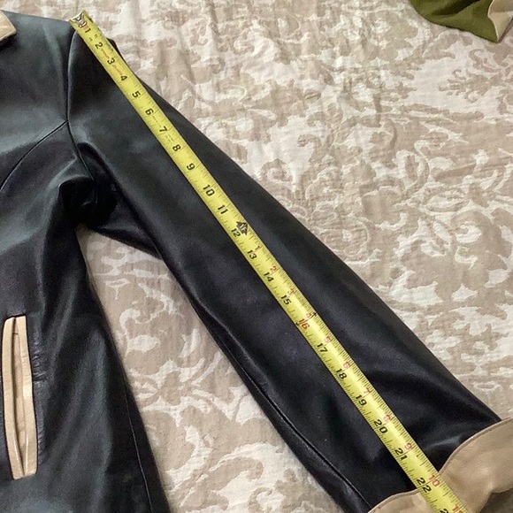 Vera Pelle Black and Cream Leather Jacket 12/14 - Picture 6 of 7